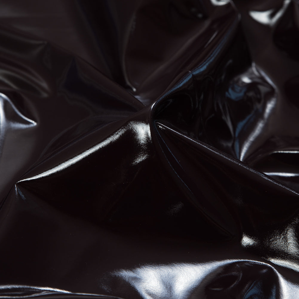 Faux Patent Leather with Black Knit Backing - Fudge Full Faux Patent Leather with Black Knit Backing - Fudge Full