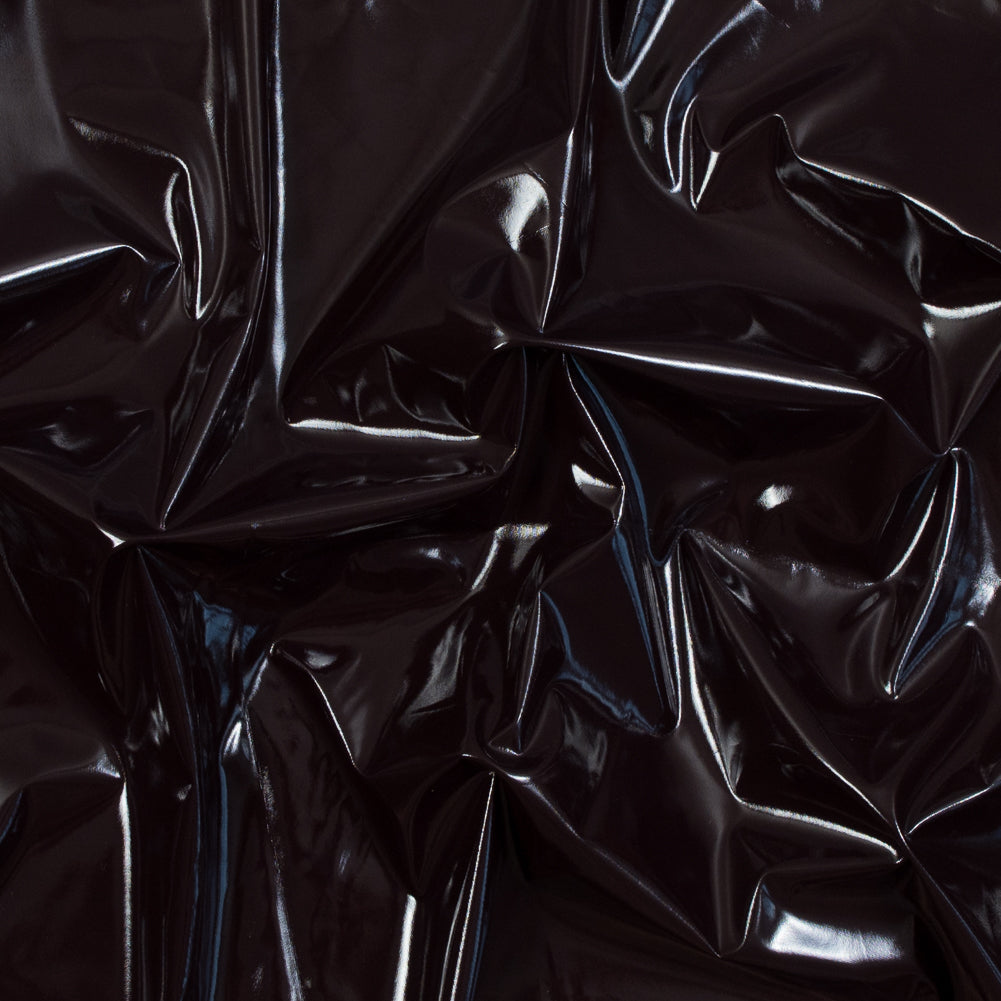 Faux Patent Leather with Black Knit Backing - Fudge Faux Patent Leather with Black Knit Backing - Fudge