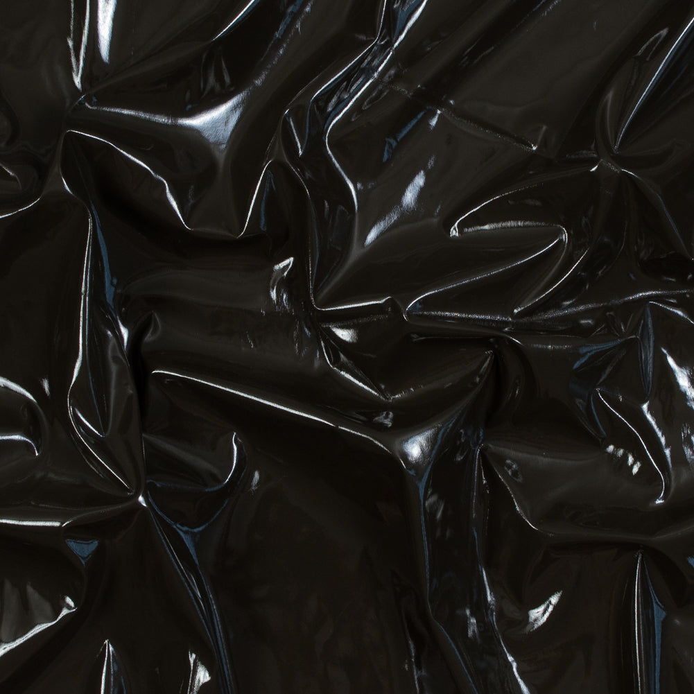 Faux Patent Leather with Black Knit Backing - Dark Olive Faux Patent Leather with Black Knit Backing - Dark Olive
