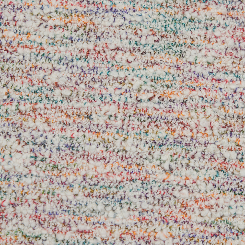 Multicolor and Ivory Crepe-Back Boucled Cotton Tweed Detail Multicolor and Ivory Crepe-Back Boucled Cotton Tweed Detail