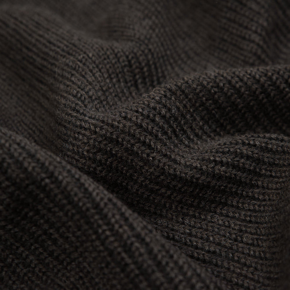 Brown Wool Ribbed Knit with Black Scuba Backing Full Brown Wool Ribbed Knit with Black Scuba Backing Full