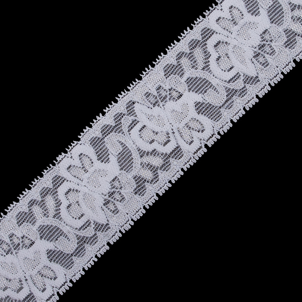 White Stretch Lace Trim - 2.625" Detail White Stretch Lace Trim - 2.625" Detail