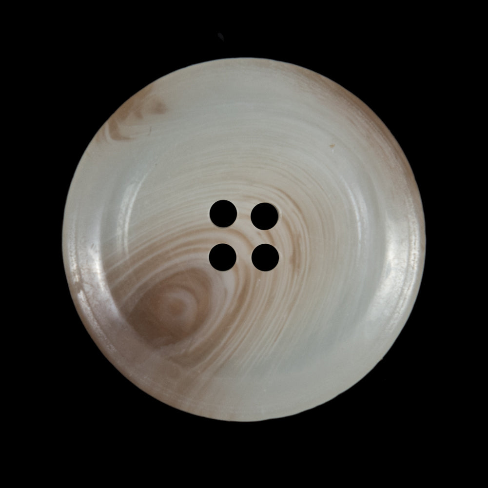 Brown and Ivory Swirled Plastic 4-Hole Button - 44L/28mm Brown and Ivory Swirled Plastic 4-Hole Button - 44L/28mm