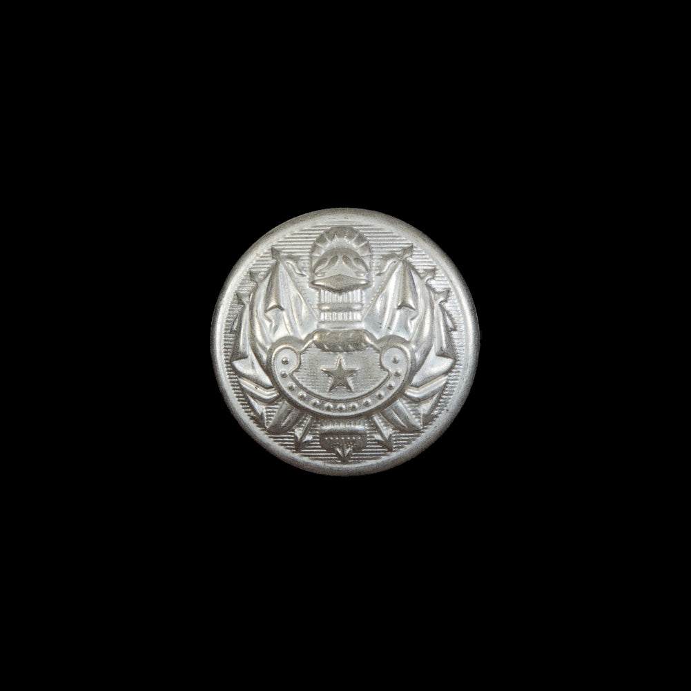 Silver Aluminum Crest Shank Back Button - 24L/15mm Silver Aluminum Crest Shank Back Button - 24L/15mm