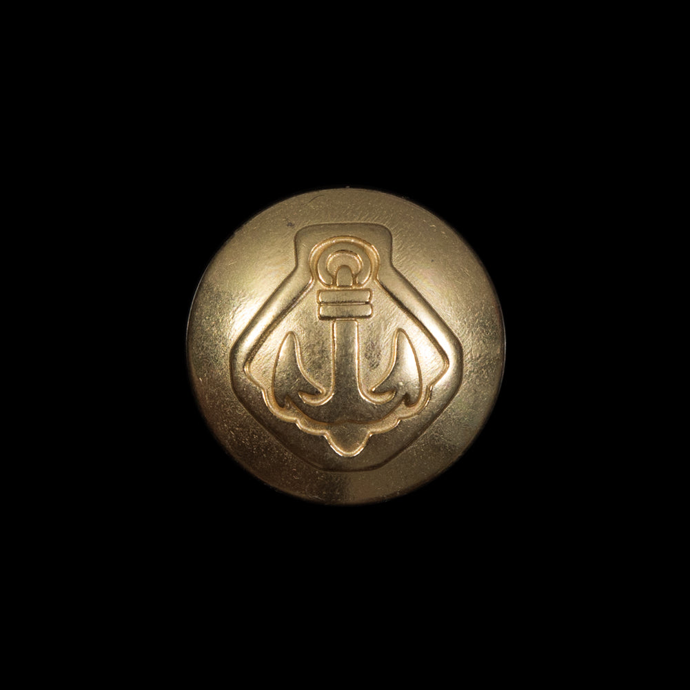 Gold Metal Anchor Shank Back Button - 32L/20mm Gold Metal Anchor Shank Back Button - 32L/20mm