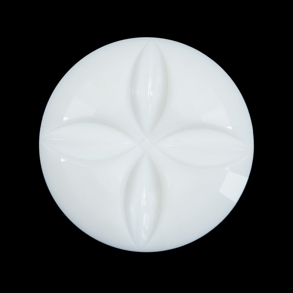 Italian White Floral Etched Shank Back Button - 44L/28mm Italian White Floral Etched Shank Back Button - 44L/28mm