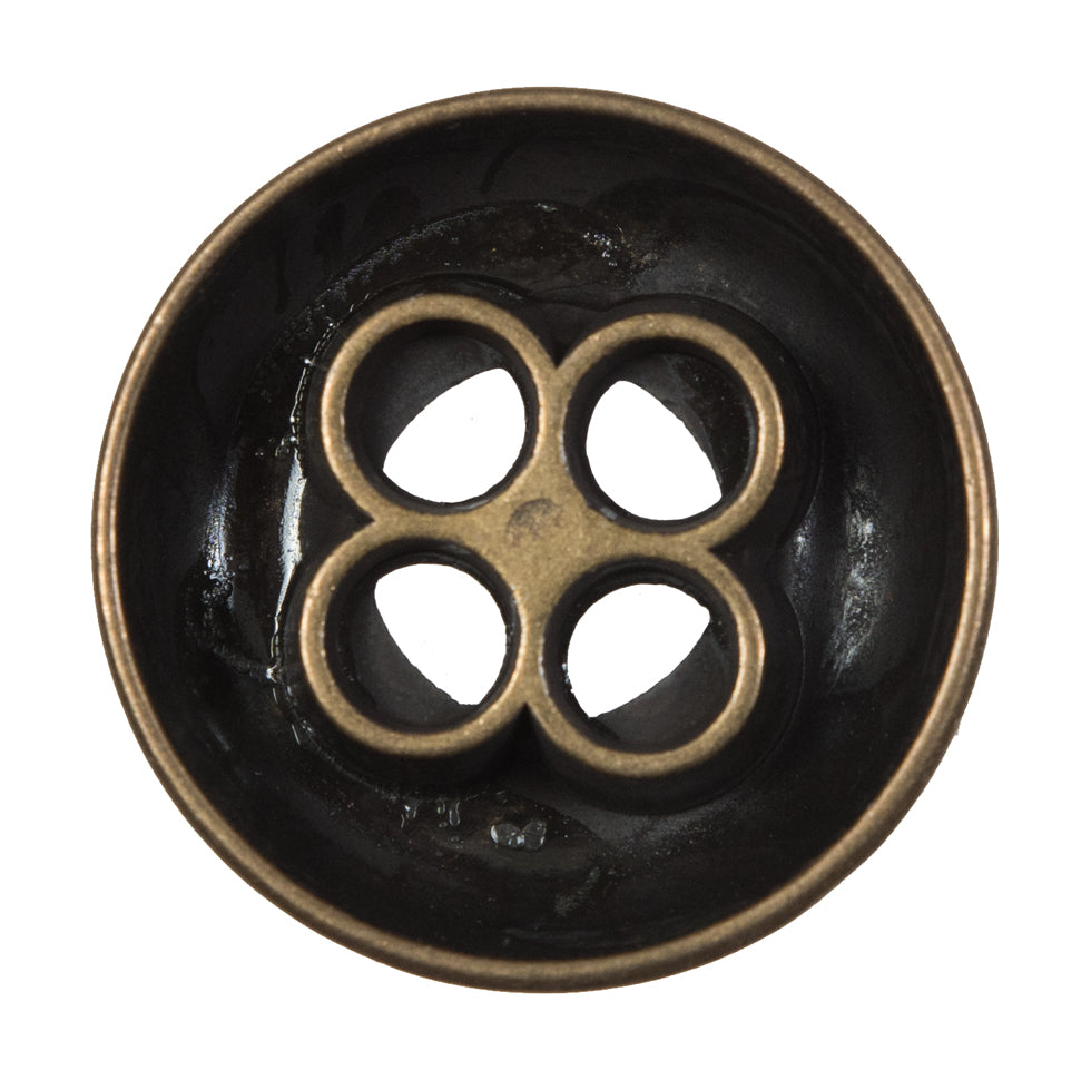 Italian Antique Gold Metal 4-Hole Button - 54L/34mm Detail Italian Antique Gold Metal 4-Hole Button - 54L/34mm Detail