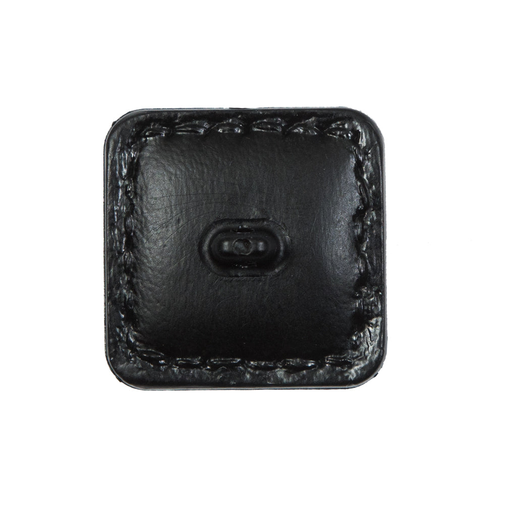 Black Square Topstitched Shank Back Button - 36L/23mm Detail Black Square Topstitched Shank Back Button - 36L/23mm Detail