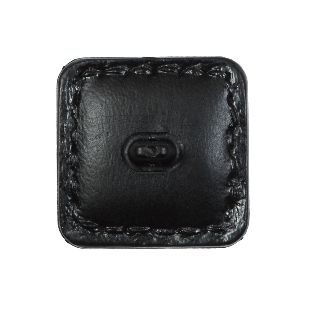 Black Square Topstitched Shank Back Button - 48L/30.5mm Detail Black Square Topstitched Shank Back Button - 48L/30.5mm Detail