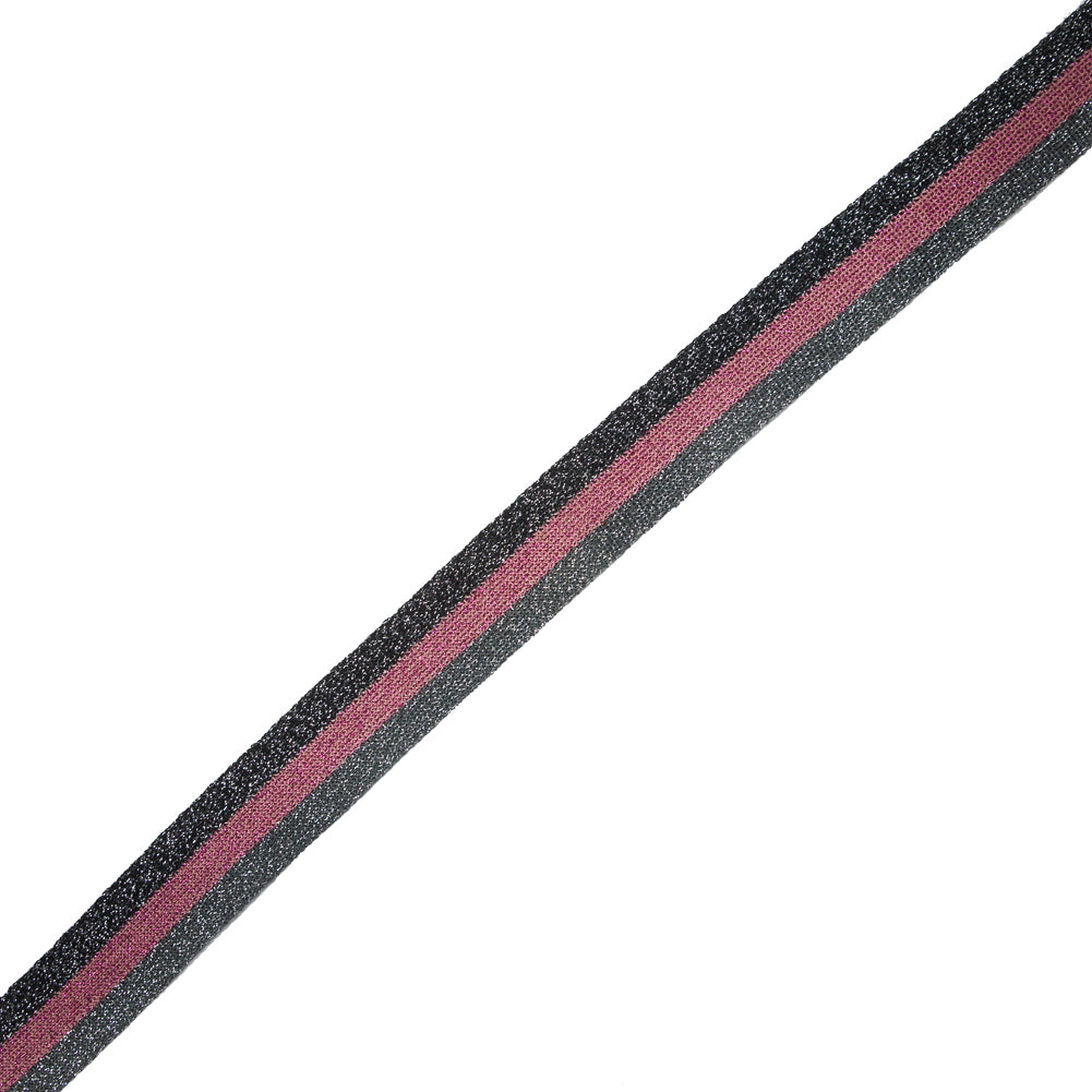Black/Silver/Pink Lurex Knit Trim - 1.25" Black/Silver/Pink Lurex Knit Trim - 1.25"