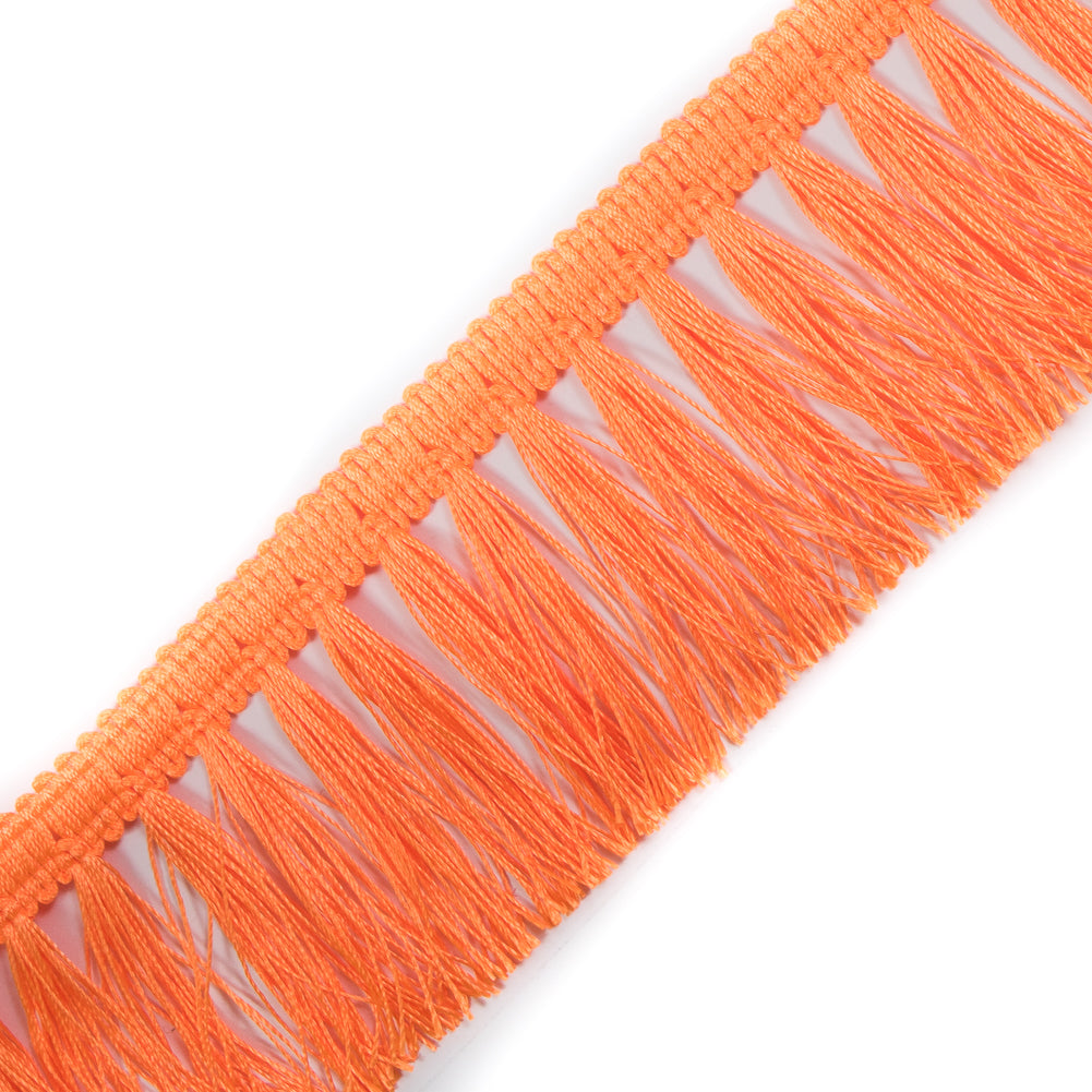 Italian Neon Orange Tassel Fringe - 2.5" Detail Italian Neon Orange Tassel Fringe - 2.5" Detail