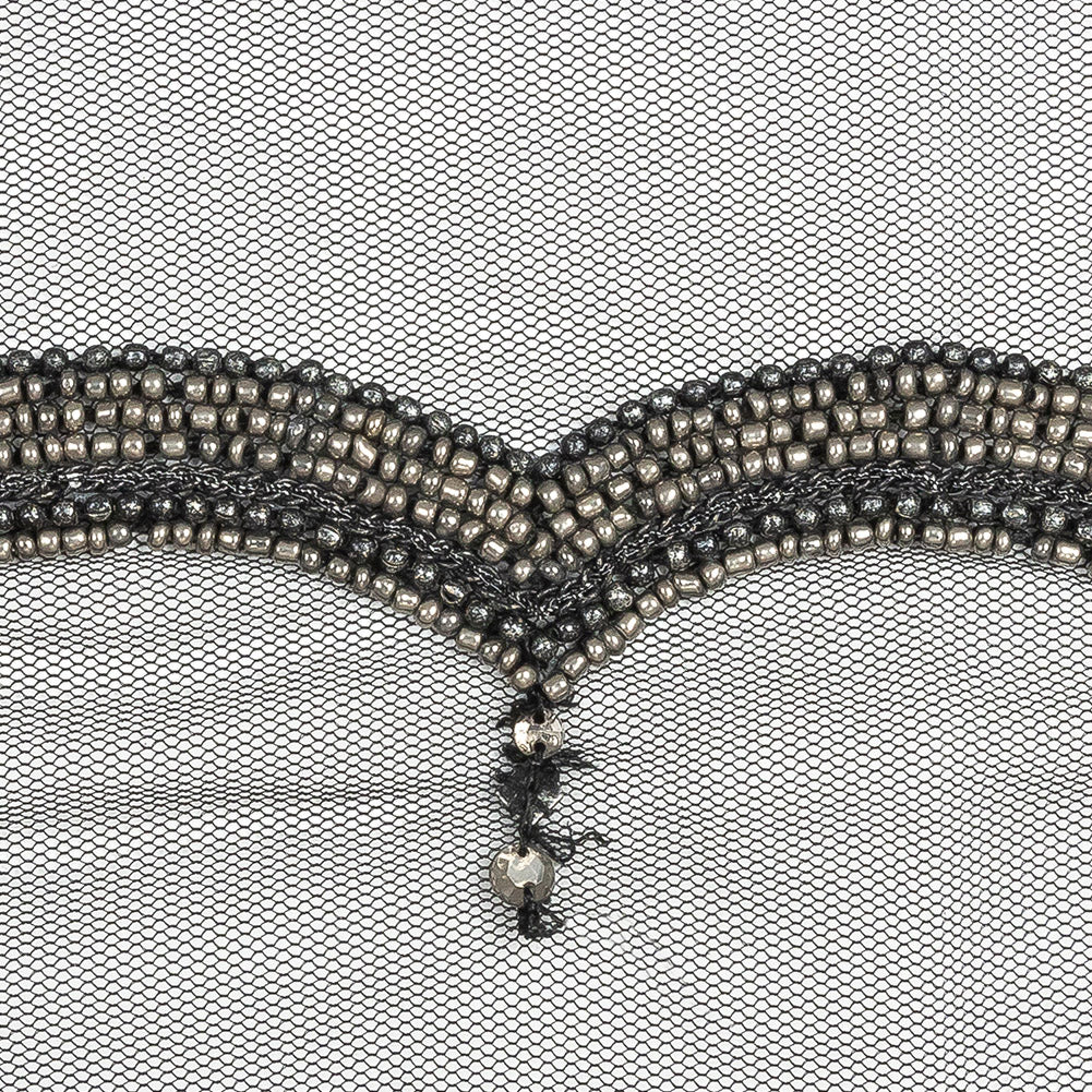 Italian Gray Beaded Scalloped Trim - 3.5" Detail Italian Gray Beaded Scalloped Trim - 3.5" Detail