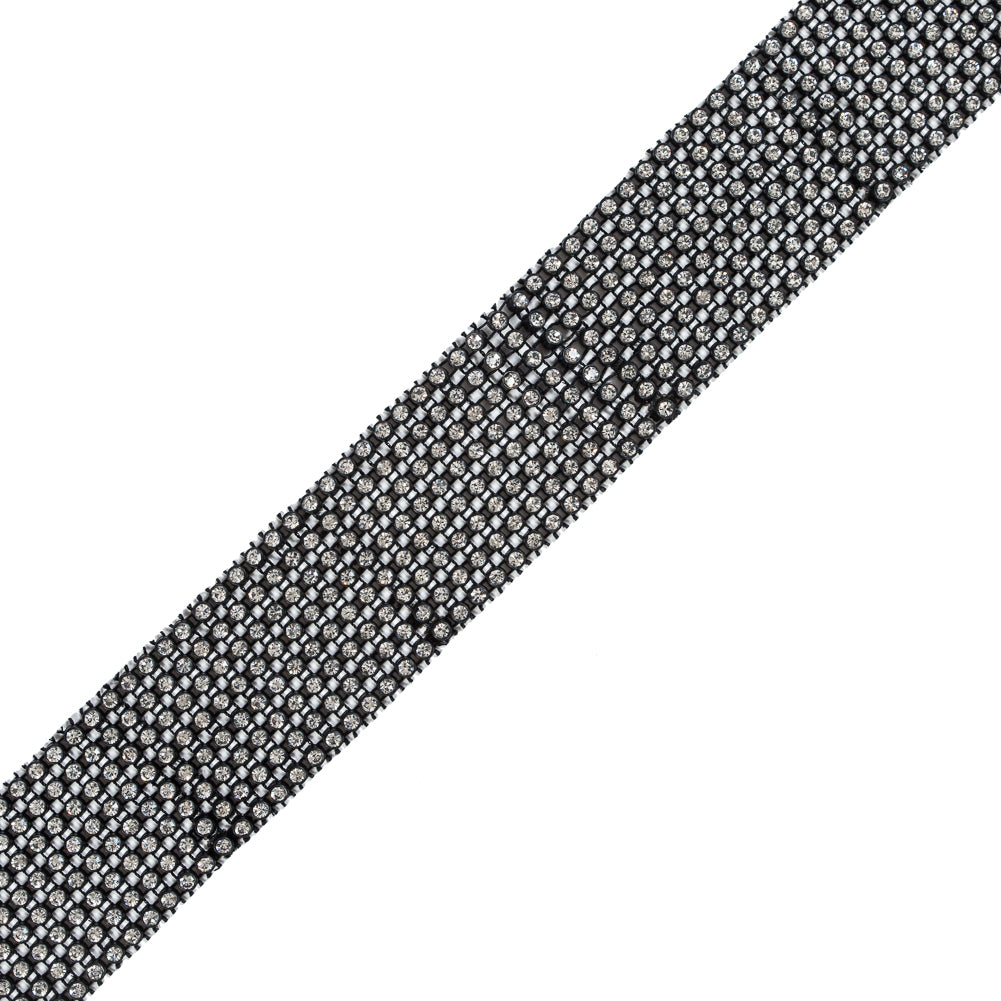 8 Row Black Trimming with Silver Rhinestones - 2" 8 Row Black Trimming with Silver Rhinestones - 2"
