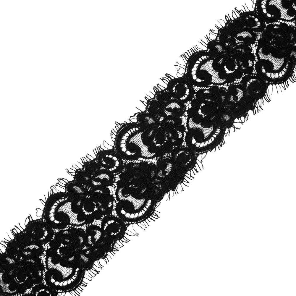 Black Corded LaceTrimming - 3" Black Corded LaceTrimming - 3"
