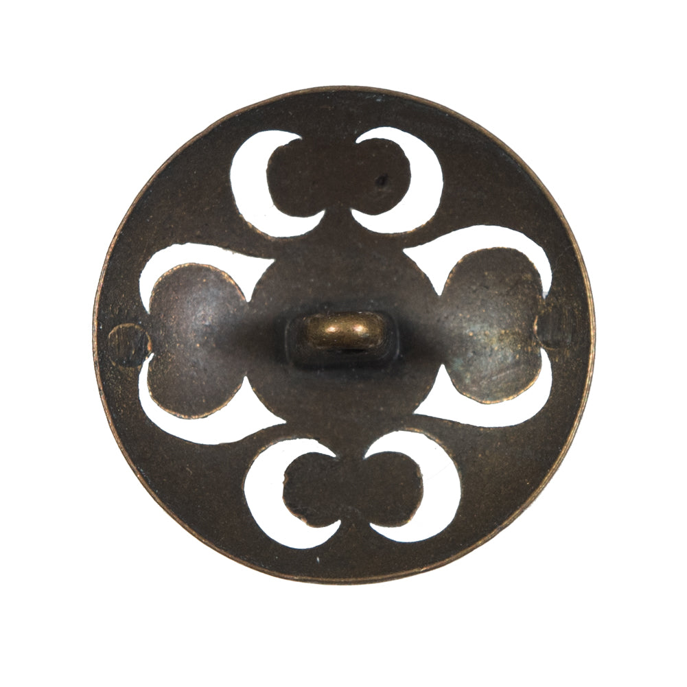 Gold and White Etched Metal Shank Back Button - 44L/28mm Detail Gold and White Etched Metal Shank Back Button - 44L/28mm Detail