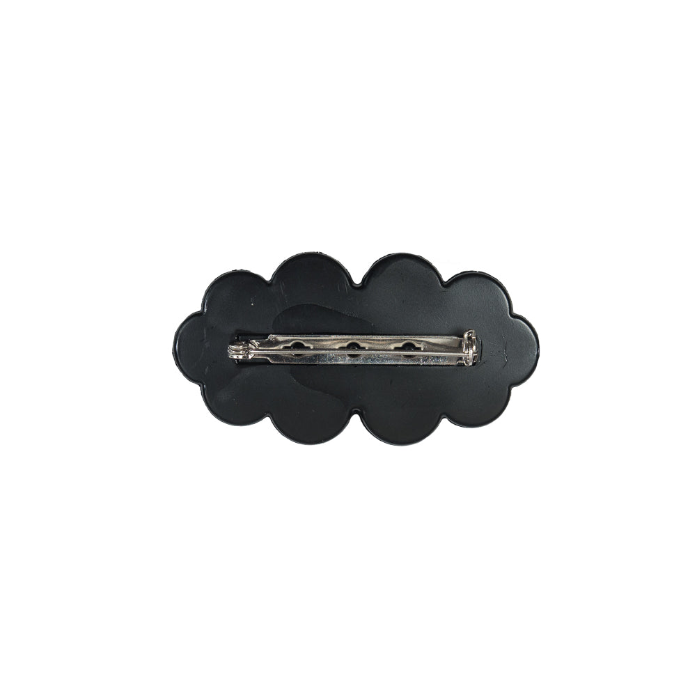 Italian Black Etched Brooch - 2.25" x 1" Detail Italian Black Etched Brooch - 2.25" x 1" Detail