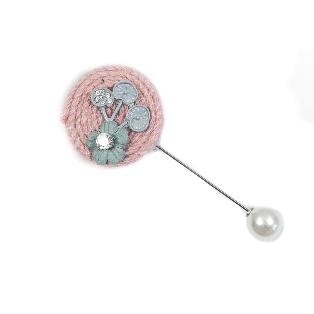 Italian Pink and Gray Brooch with Pearl Closure - 3.5" Italian Pink and Gray Brooch with Pearl Closure - 3.5"