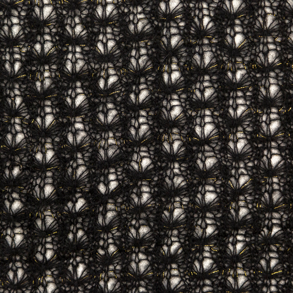 Black and Metallic Gold Blended Wool Crochet Lace Black and Metallic Gold Blended Wool Crochet Lace