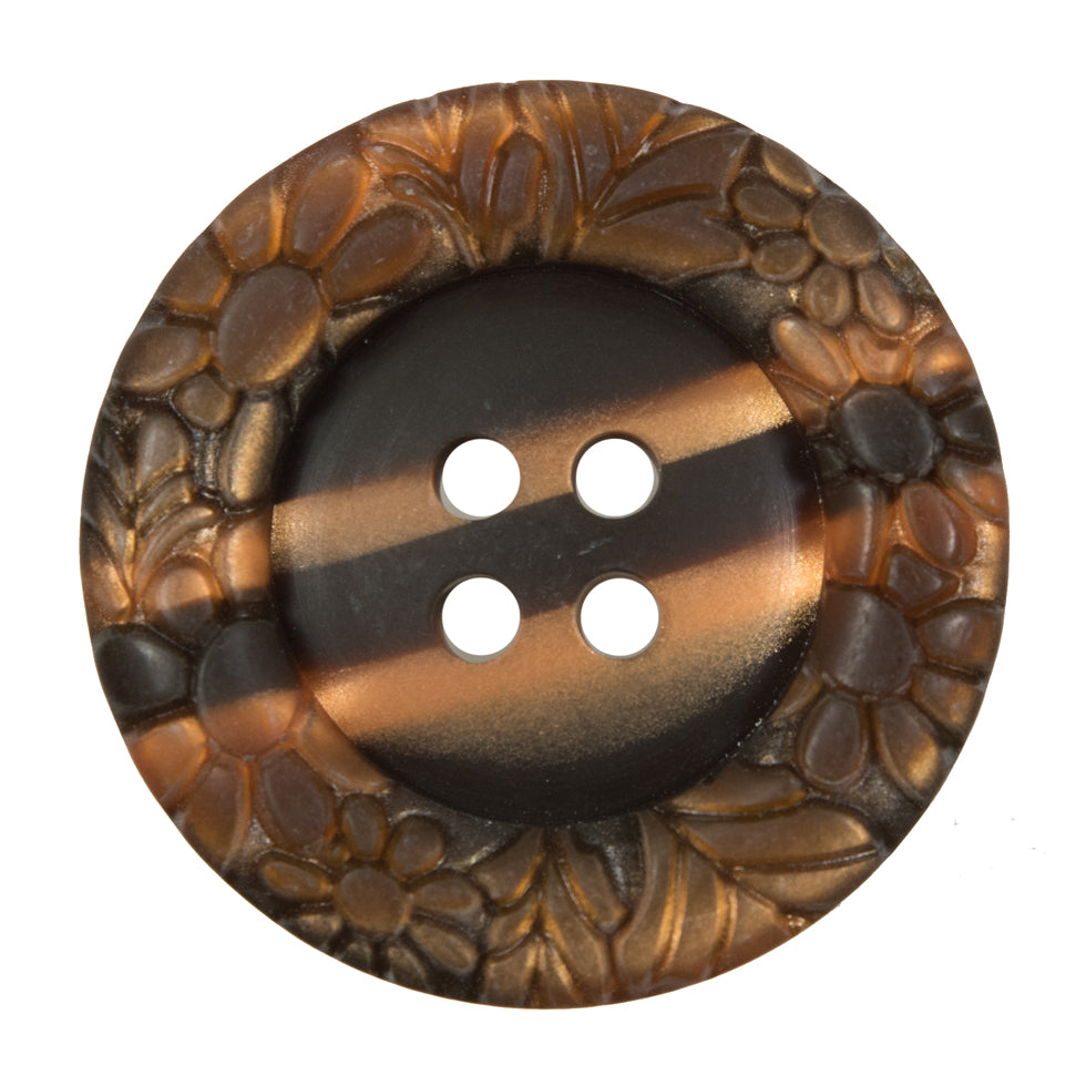 Italian Metallic Bronze Etched 4-Hole Button - 54L/34mm Italian Metallic Bronze Etched 4-Hole Button - 54L/34mm