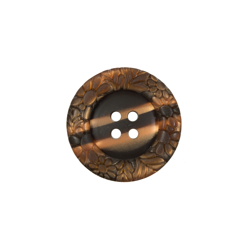 Italian Metallic Bronze Etched 4-Hole Button - 32L/20mm Italian Metallic Bronze Etched 4-Hole Button - 32L/20mm