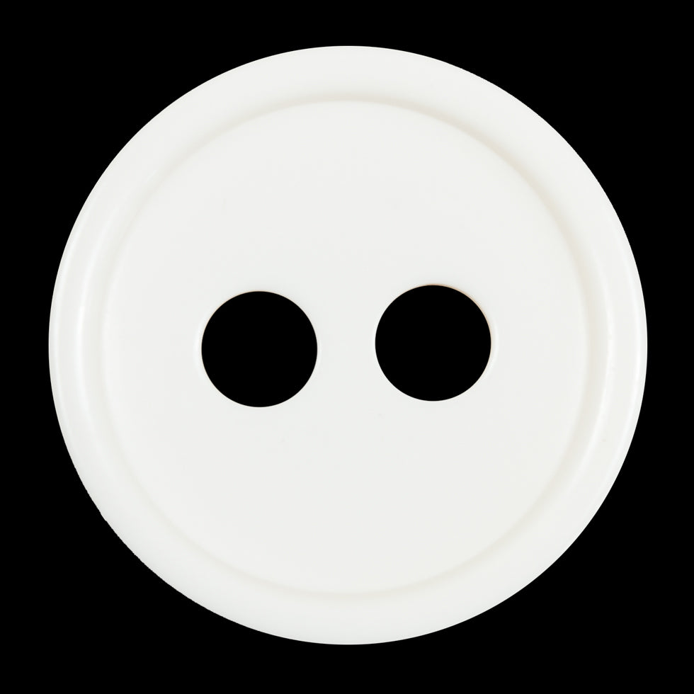 White Plastic 2-Hole Button - 55L/35mm White Plastic 2-Hole Button - 55L/35mm