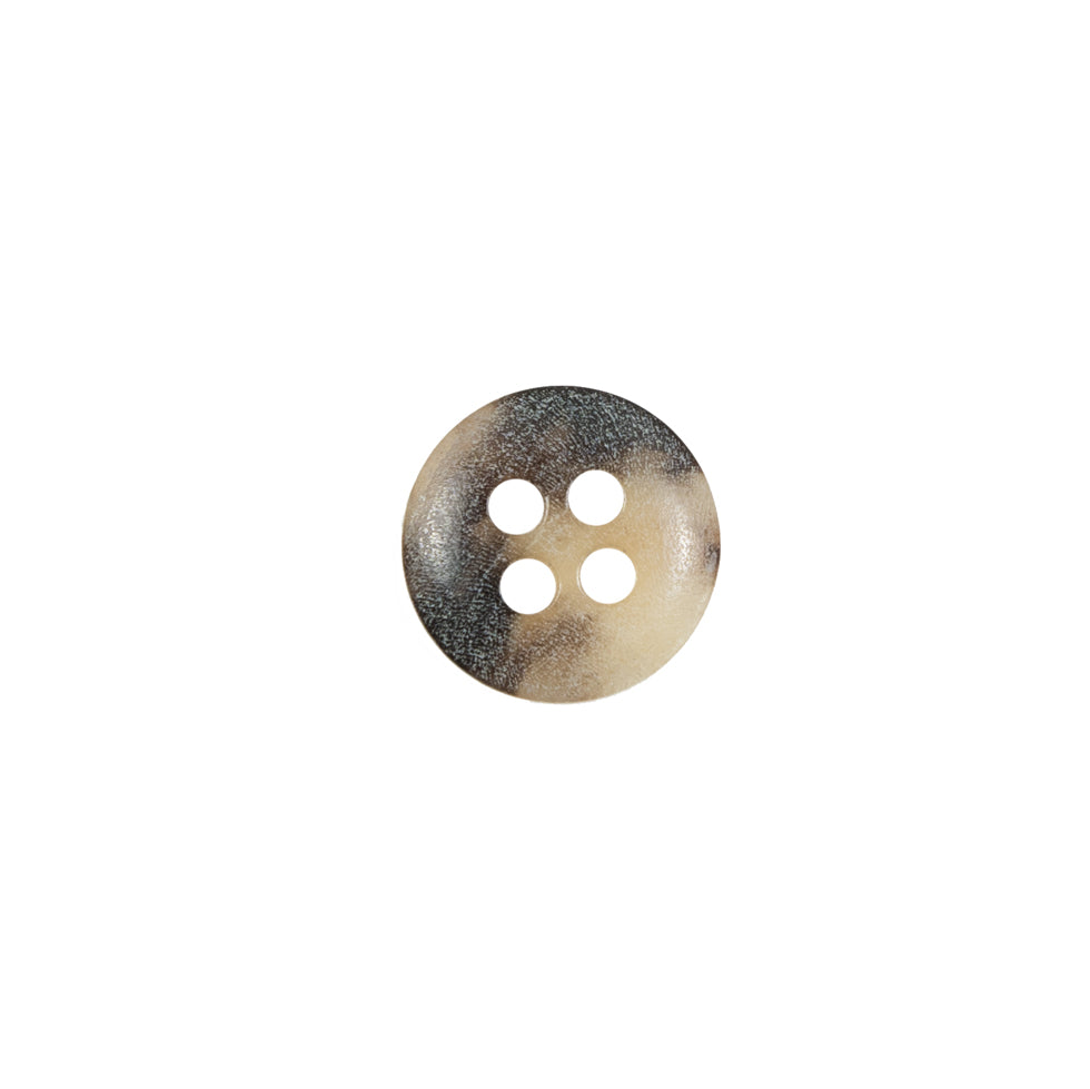 Brown and Beige Horn 4-Hole Button - 18L/11.5mm Detail Brown and Beige Horn 4-Hole Button - 18L/11.5mm Detail