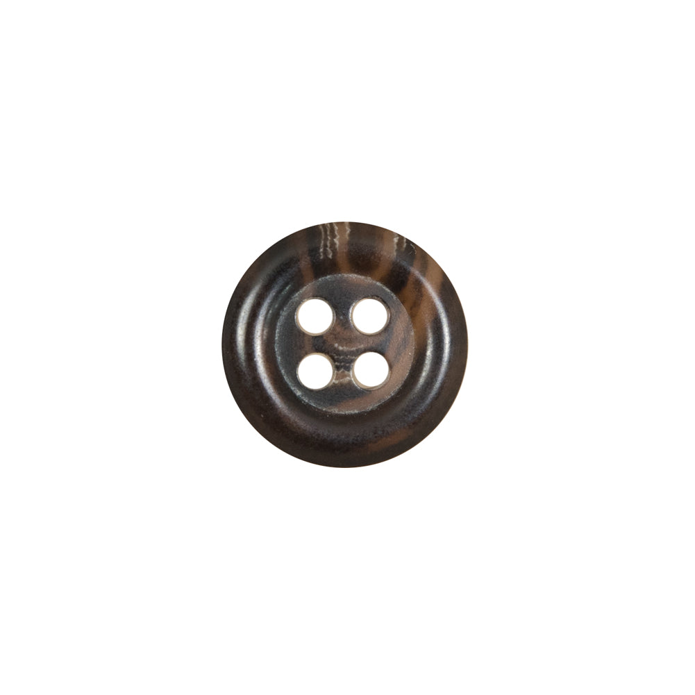 Brown Lipped Plastic 4-Hole Button - 22L/14mm Brown Lipped Plastic 4-Hole Button - 22L/14mm