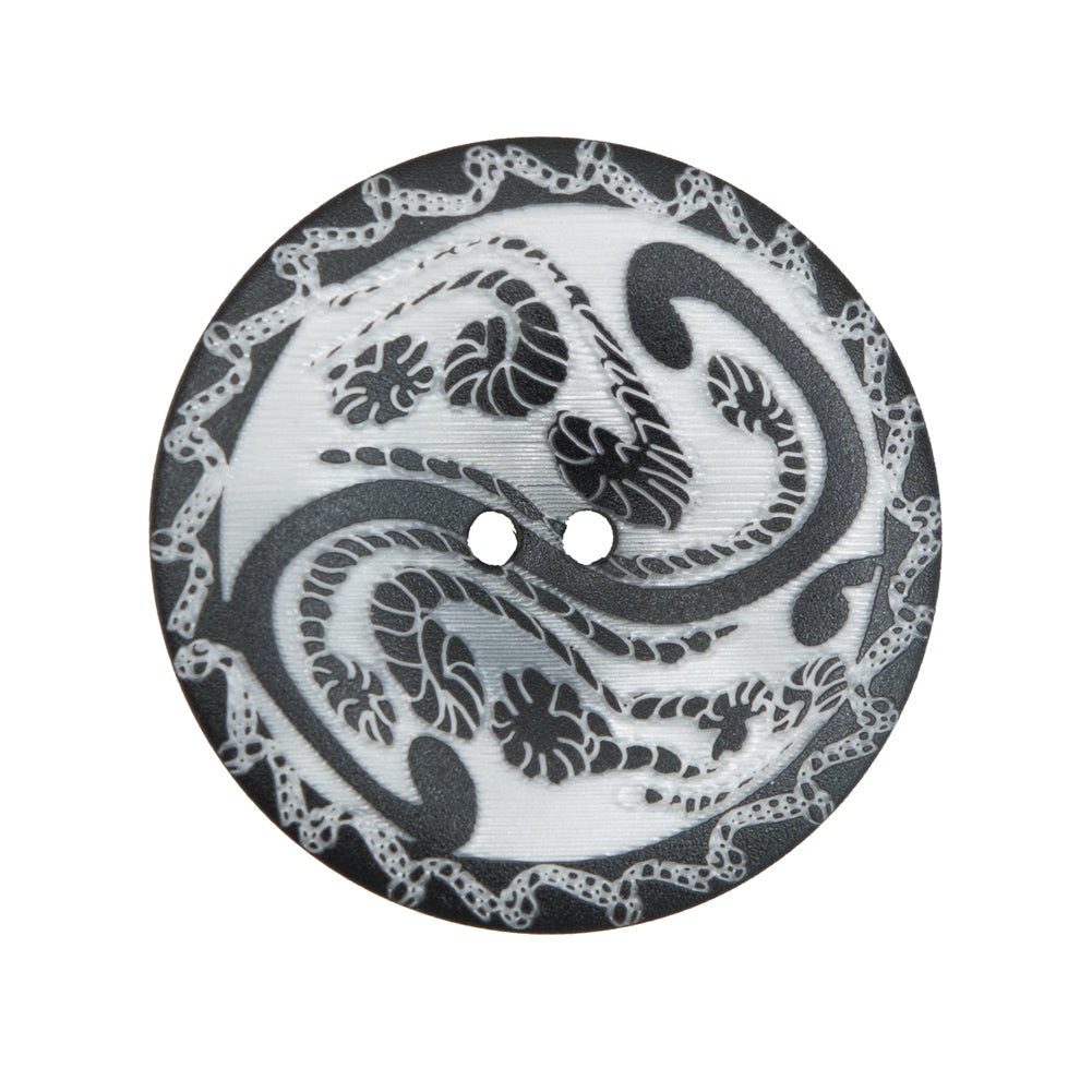 Black and White Swirl Plastic Button - 44L/28mm Black and White Swirl Plastic Button - 44L/28mm