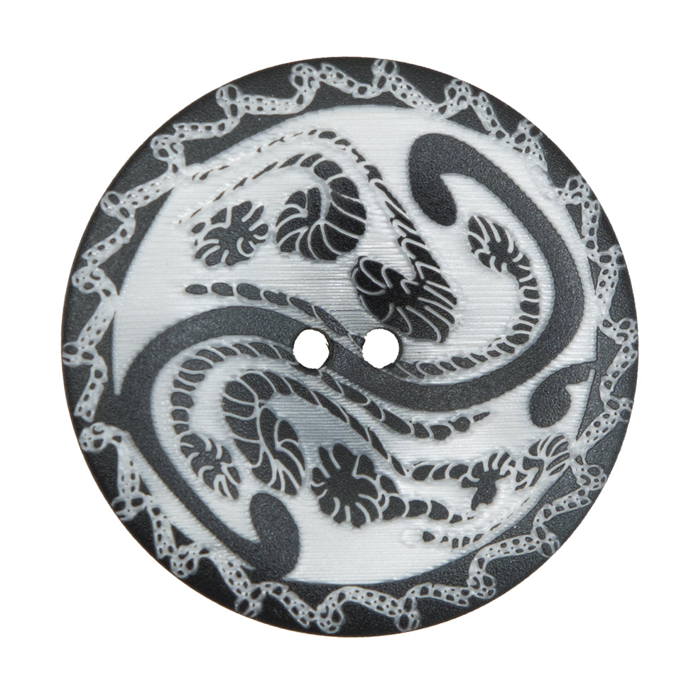 Black and White Swirl Plastic Button - 54L/34mm Black and White Swirl Plastic Button - 54L/34mm