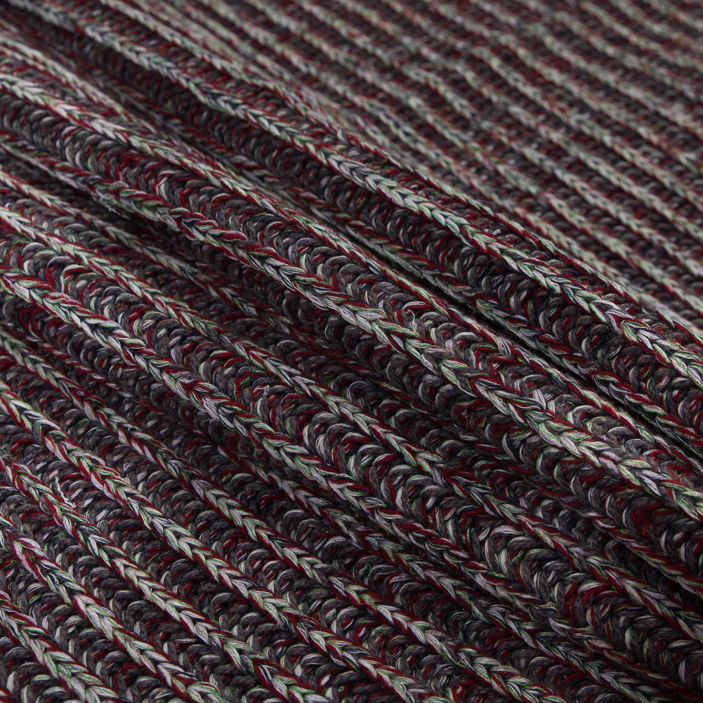 Italian Red, Green and Gray Chunky Wool Knit Detail Italian Red, Green and Gray Chunky Wool Knit Detail