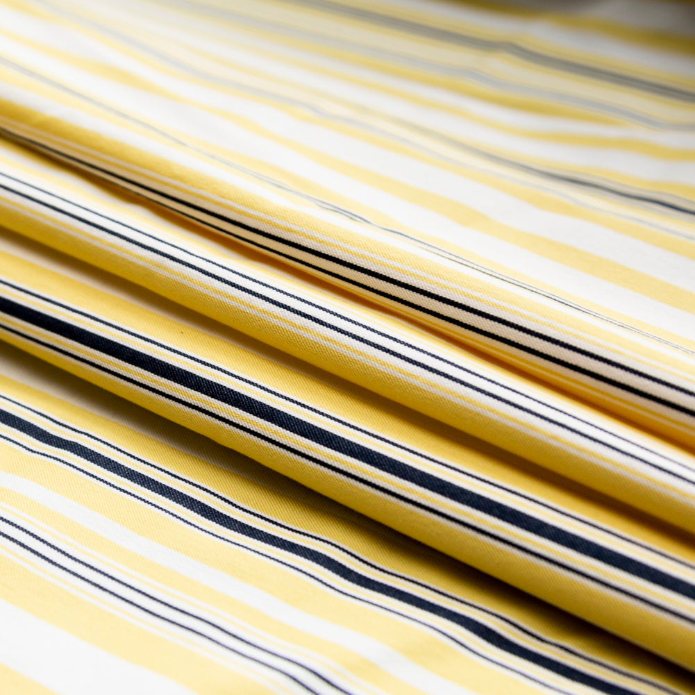 Yellow, Navy and White Striped Polyester Twill Detail Yellow, Navy and White Striped Polyester Twill Detail