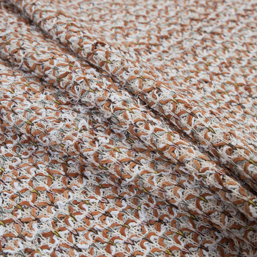 Italian White and Orange Blended Wool Knit Detail Italian White and Orange Blended Wool Knit Detail