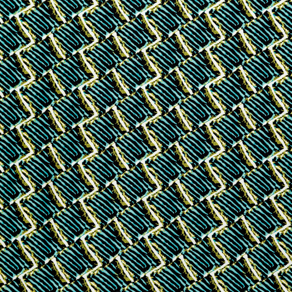 Blue Tiger Striped Diamond Printed Stretch Cotton Twill Blue Tiger Striped Diamond Printed Stretch Cotton Twill