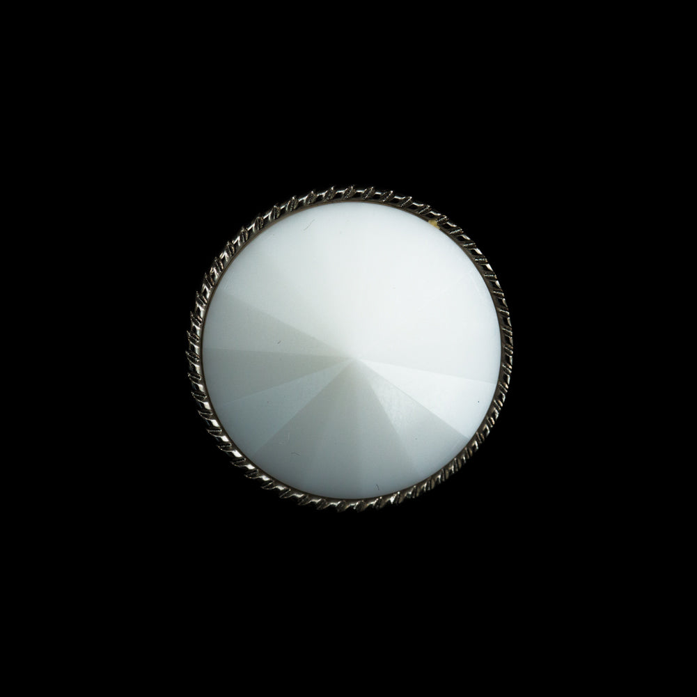 Italian White and Silver Shank Back Button - 32L/20mm Italian White and Silver Shank Back Button - 32L/20mm