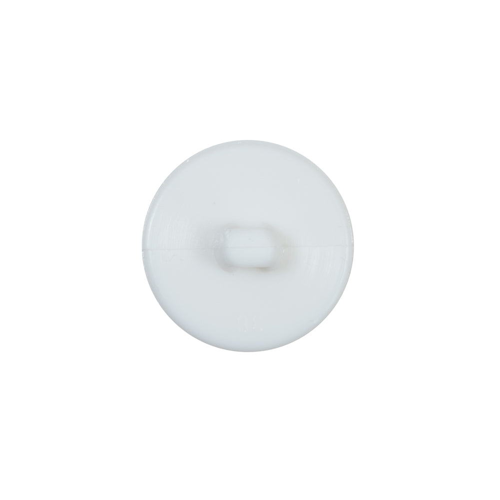 Italian White Plastic Shank Back Button - 28L/18mm Detail Italian White Plastic Shank Back Button - 28L/18mm Detail