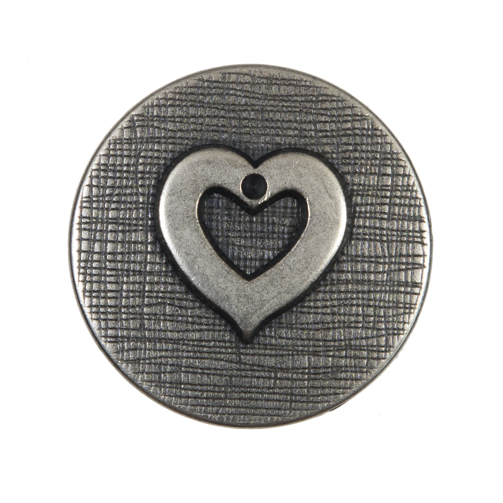 Silver Metal Heart Shank Back Button - 44L/28mm Silver Metal Heart Shank Back Button - 44L/28mm