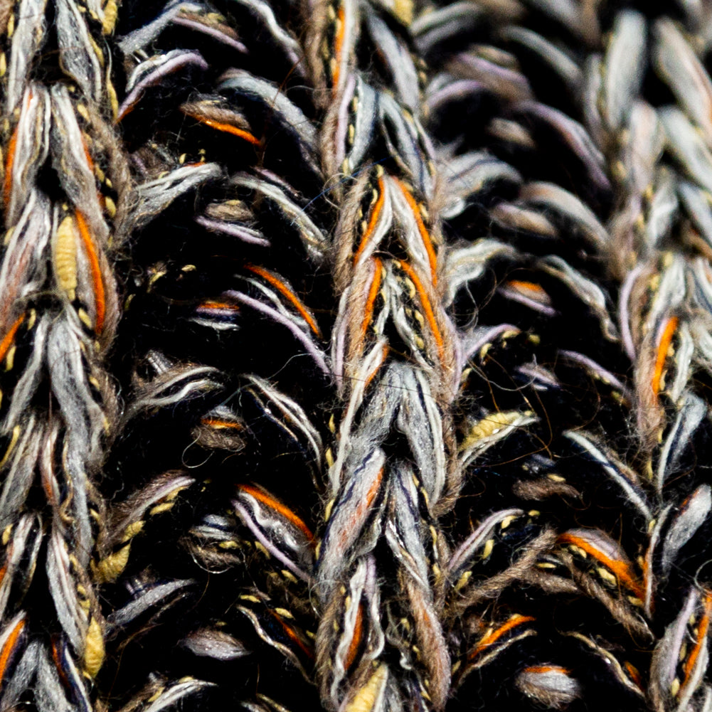 Italian Black, Orange and Gray Chunky Wool Knit Full Italian Black, Orange and Gray Chunky Wool Knit Full