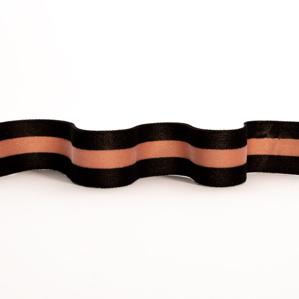 Italian Black and Dusty Rose Striped Velvet Ribbon - 1.5" Italian Black and Dusty Rose Striped Velvet Ribbon - 1.5"