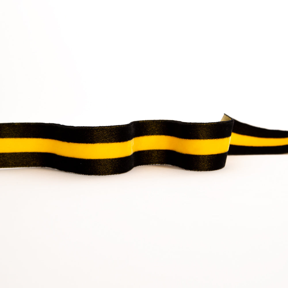 Italian Black and Yellow Striped Velvet Ribbon - 1.5" Italian Black and Yellow Striped Velvet Ribbon - 1.5"