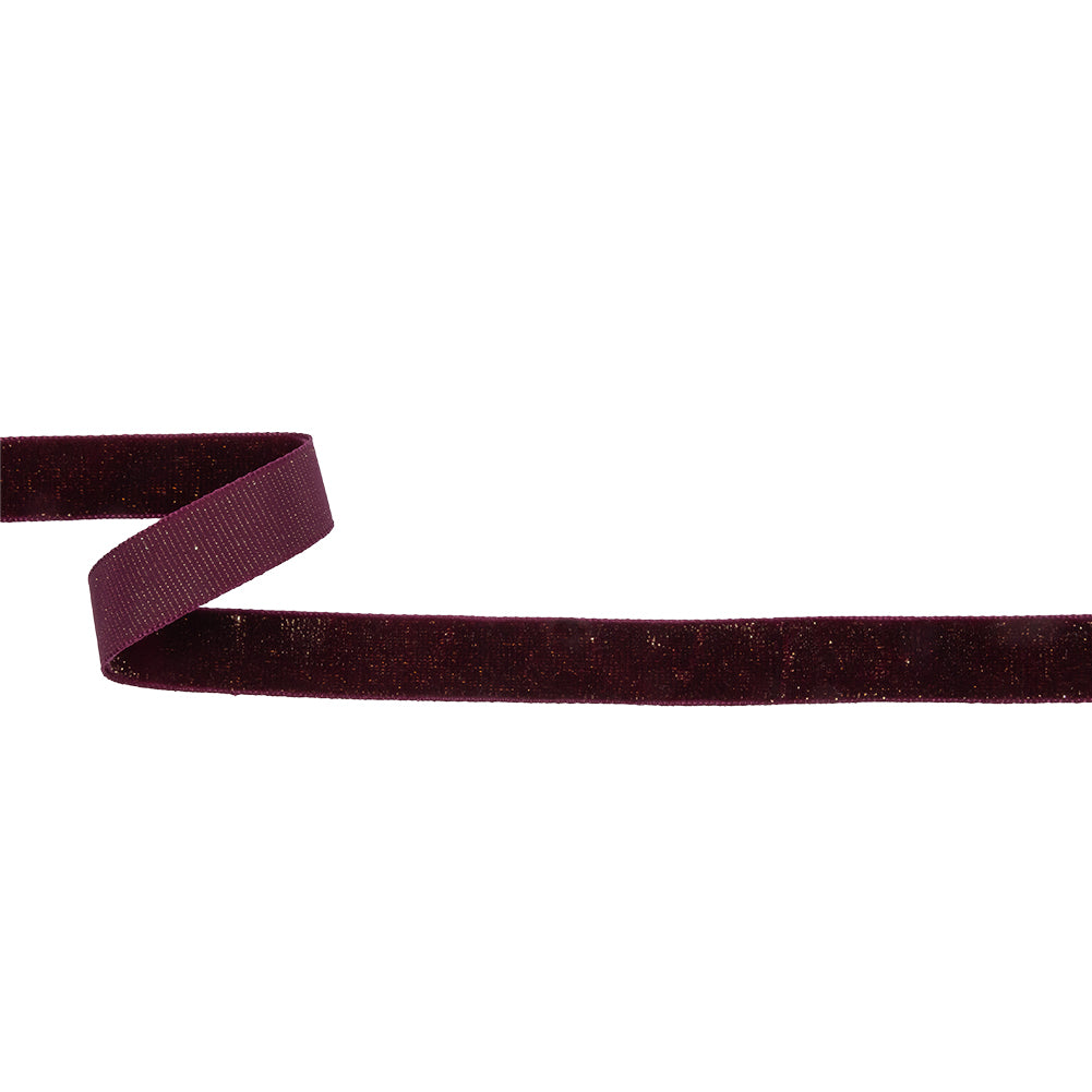 Italian Wine and Gold Glitter Velvet Ribbon - 0.625" Italian Wine and Gold Glitter Velvet Ribbon - 0.625"