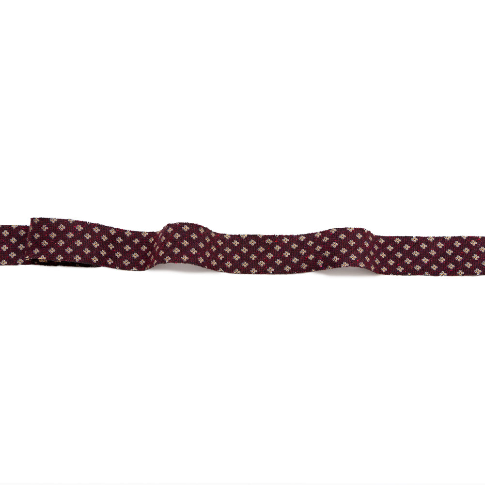 Italian Wine and Beige Floral Wool Jacquard Ribbon - 1" Italian Wine and Beige Floral Wool Jacquard Ribbon - 1"