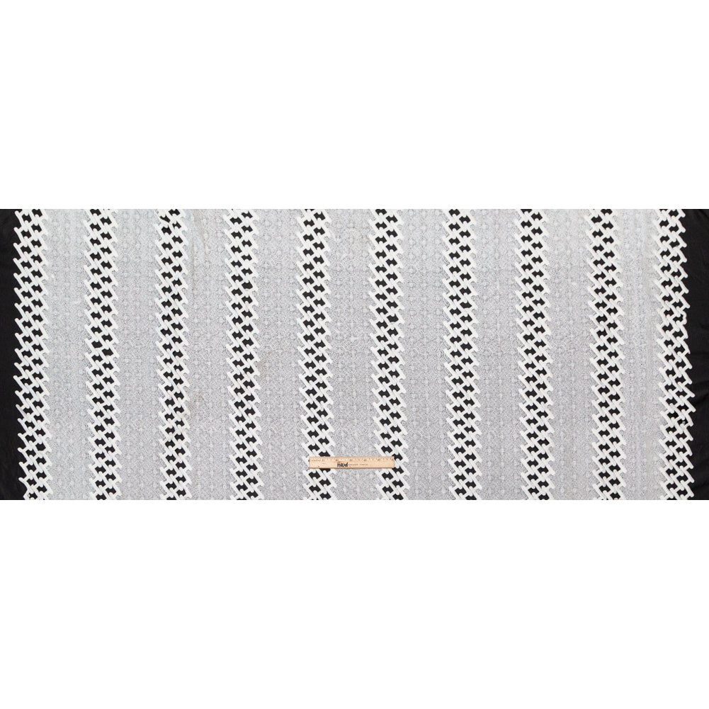Polyester Lace with Finished Edges - White Lattice Stripes Full Polyester Lace with Finished Edges - White Lattice Stripes Full