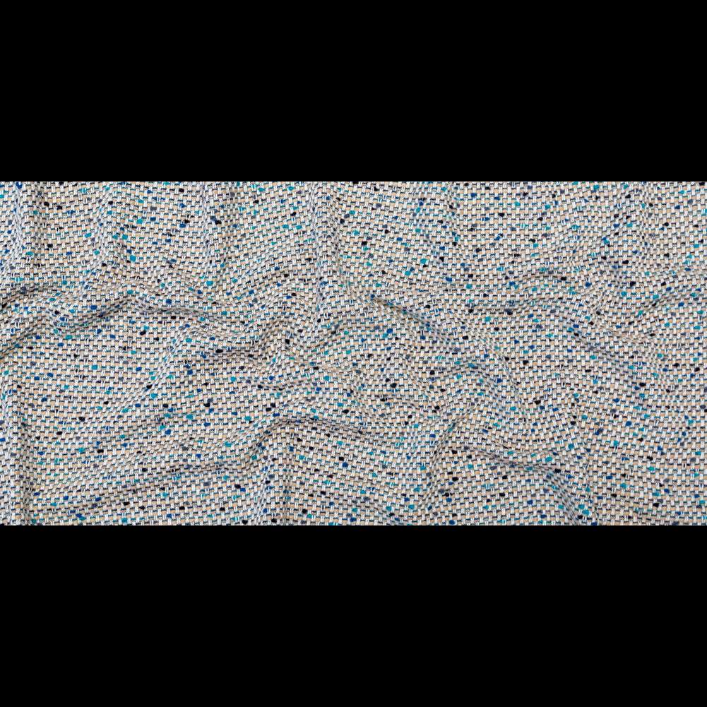Beige, Blue and White Blended Wool Tweed Full Beige, Blue and White Blended Wool Tweed Full
