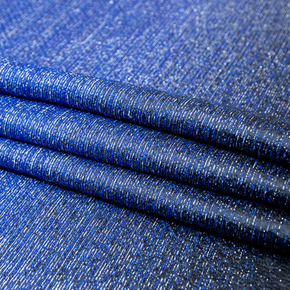 Royal Blue, Black and Metallic Silver Striped Woven Folded Royal Blue, Black and Metallic Silver Striped Woven Folded