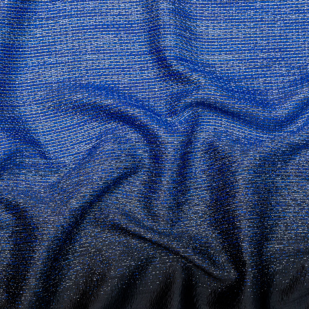 Royal Blue, Black and Metallic Silver Striped Woven Royal Blue, Black and Metallic Silver Striped Woven
