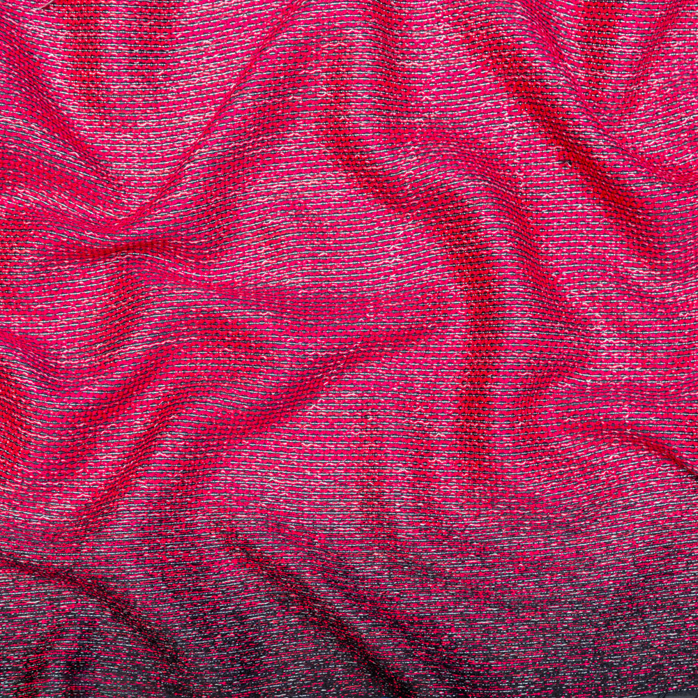 Raspberry Sorbet, Black and Metallic Silver Striped Woven Raspberry Sorbet, Black and Metallic Silver Striped Woven