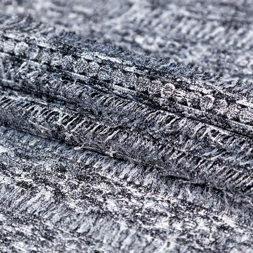 Black, White and Metallic Silver Fringe Lace Folded Black, White and Metallic Silver Fringe Lace Folded