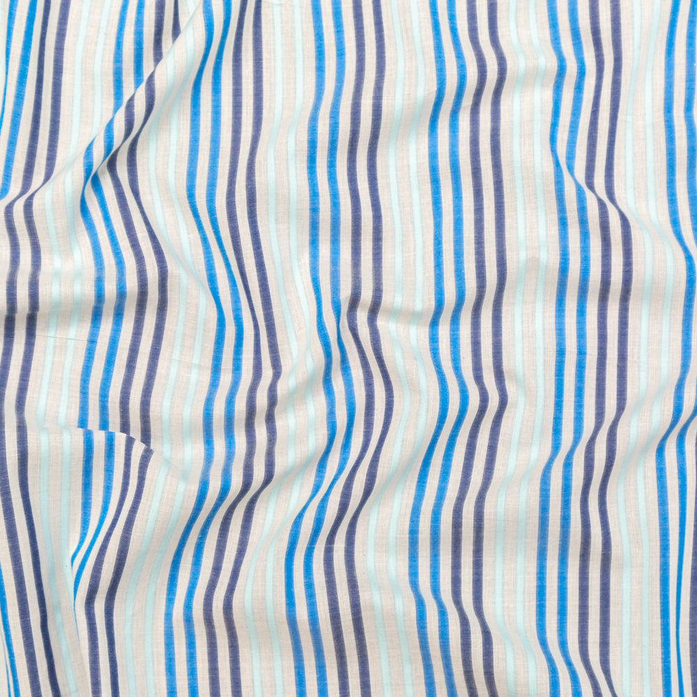 Cotton Voile - Navy, Cobalt and Baby Blue Stripes Cotton Voile - Navy, Cobalt and Baby Blue Stripes