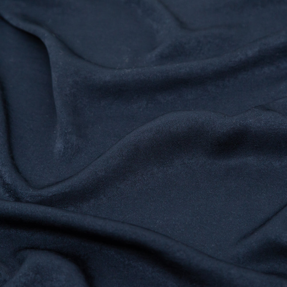 Italian Navy Hammered Polyester Charmeuse Detail Italian Navy Hammered Polyester Charmeuse Detail
