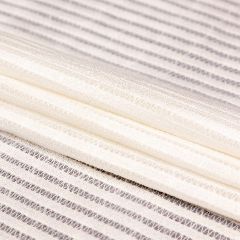 White Cotton Striped and Embroidered Crinkled Chiffon Folded White Cotton Striped and Embroidered Crinkled Chiffon Folded